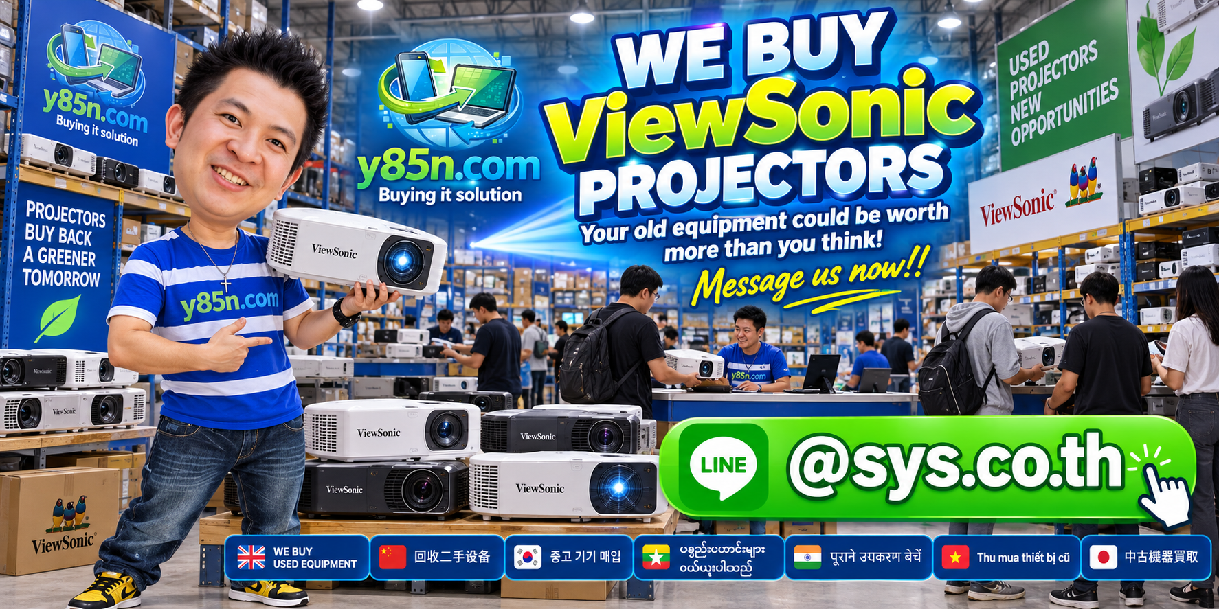 Busy Y85N.com warehouse buying ViewSonic projectors in Thailand