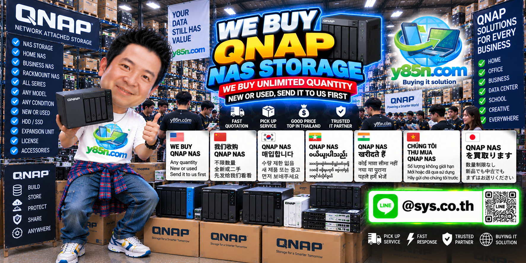 Contact Y85N.com for QNAP evaluation via LINE at sys.co.th