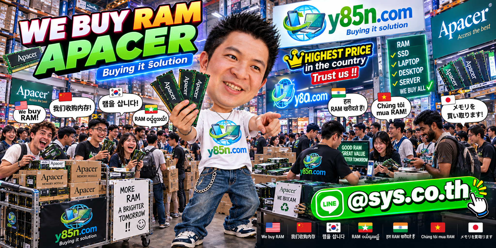 Y85N.com warehouse buying used Apacer RAM with international seller support