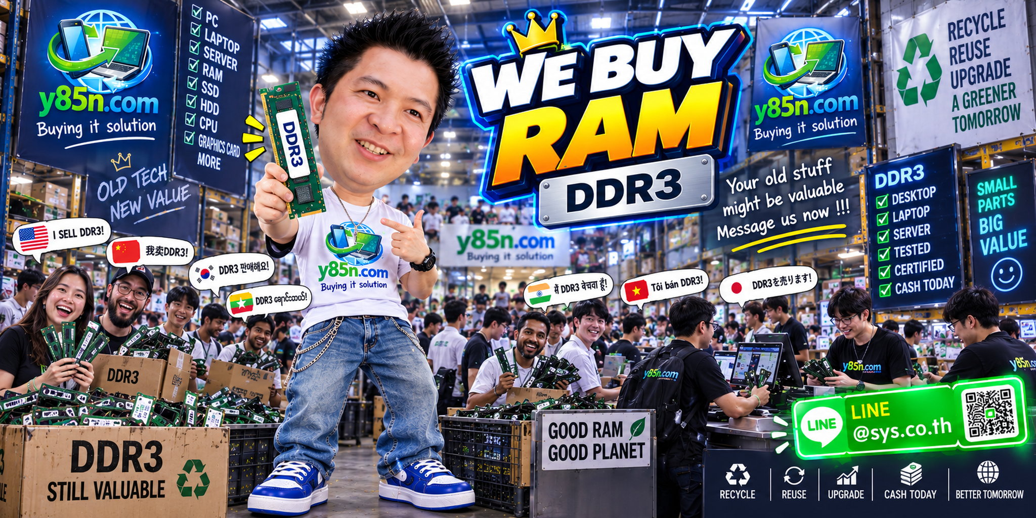 Busy Y85N.com warehouse buying DDR3 RAM in Thailand