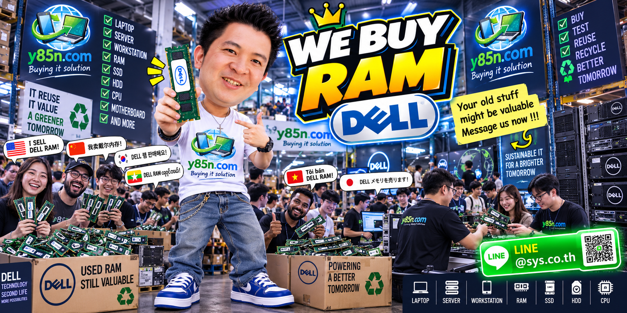 Busy Y85N.com warehouse buying Dell RAM and enterprise memory in Thailand