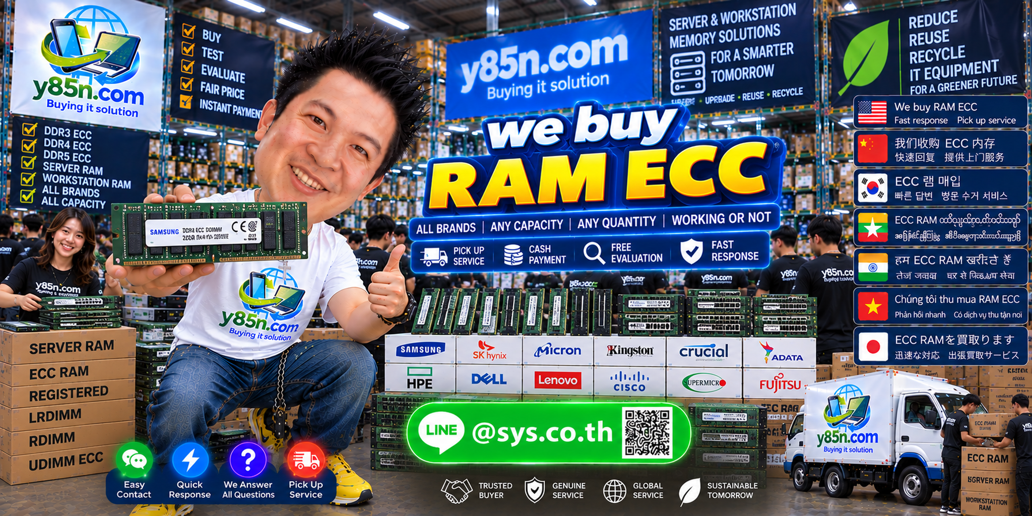 Y85N.com RAM ECC contact and LINE information banner