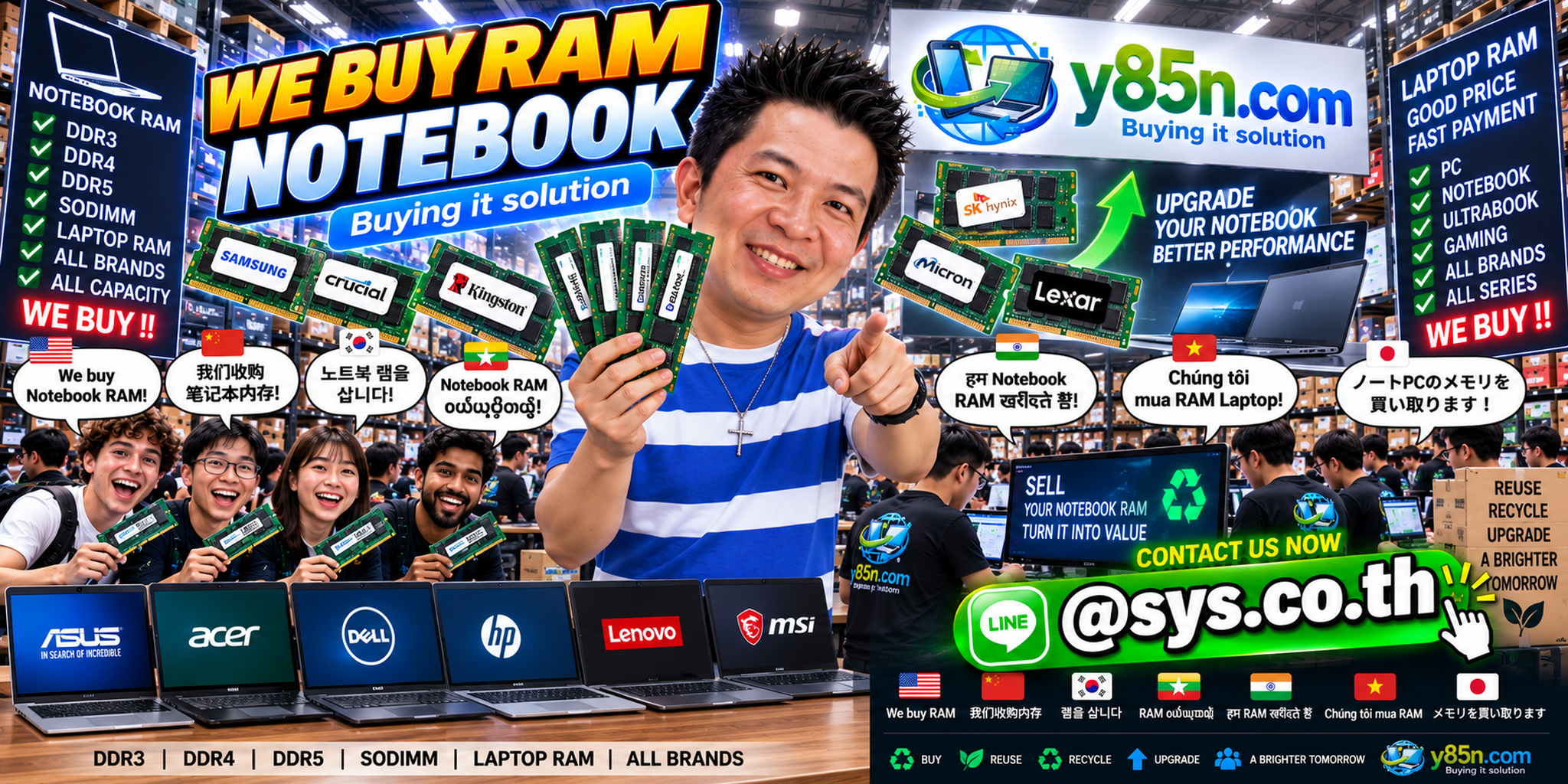 Y85N.com warehouse buying notebook RAM with international seller support in Thailand