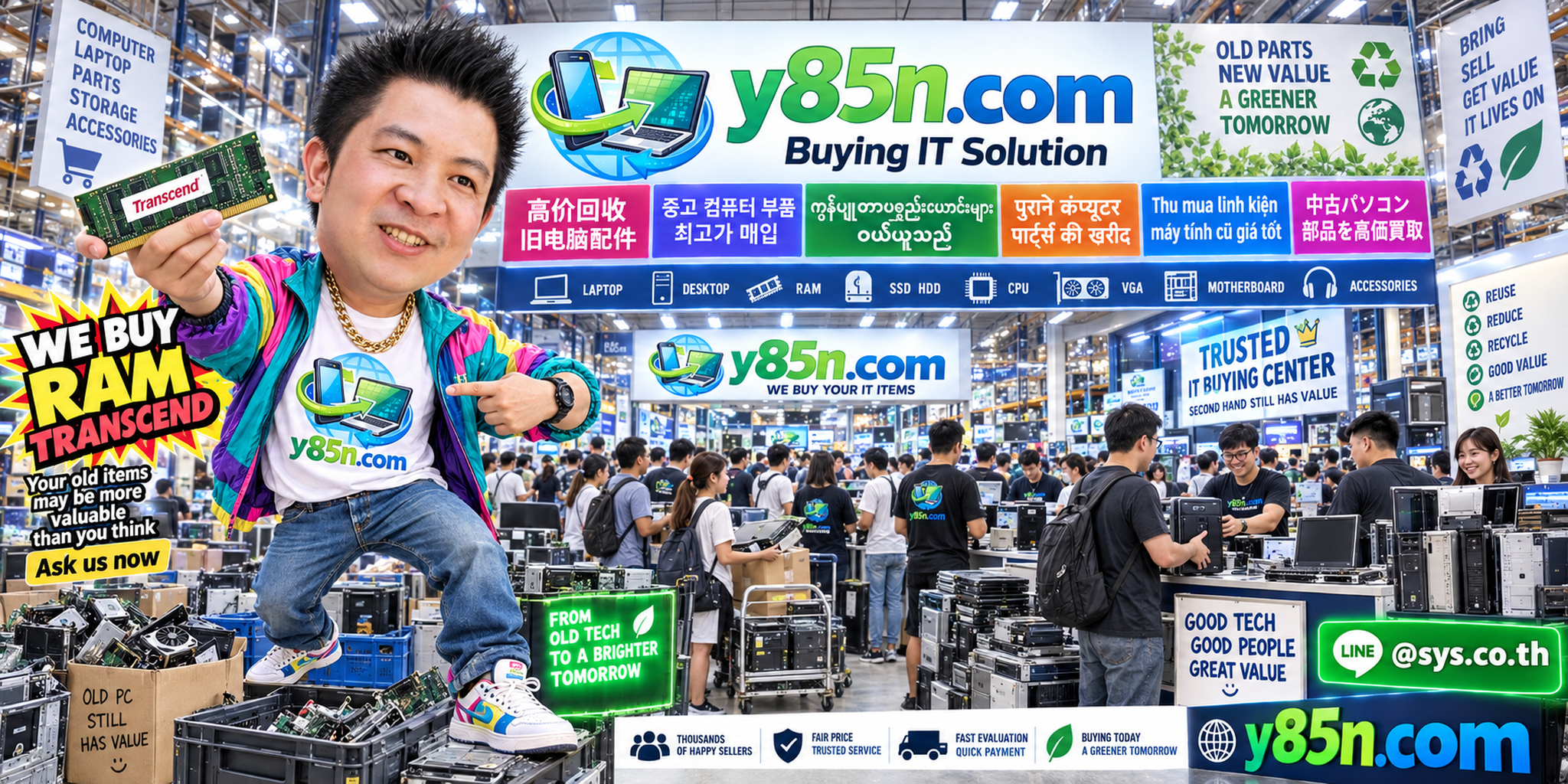 Busy Y85N.com IT warehouse buying Transcend RAM and computer memory in Thailand
