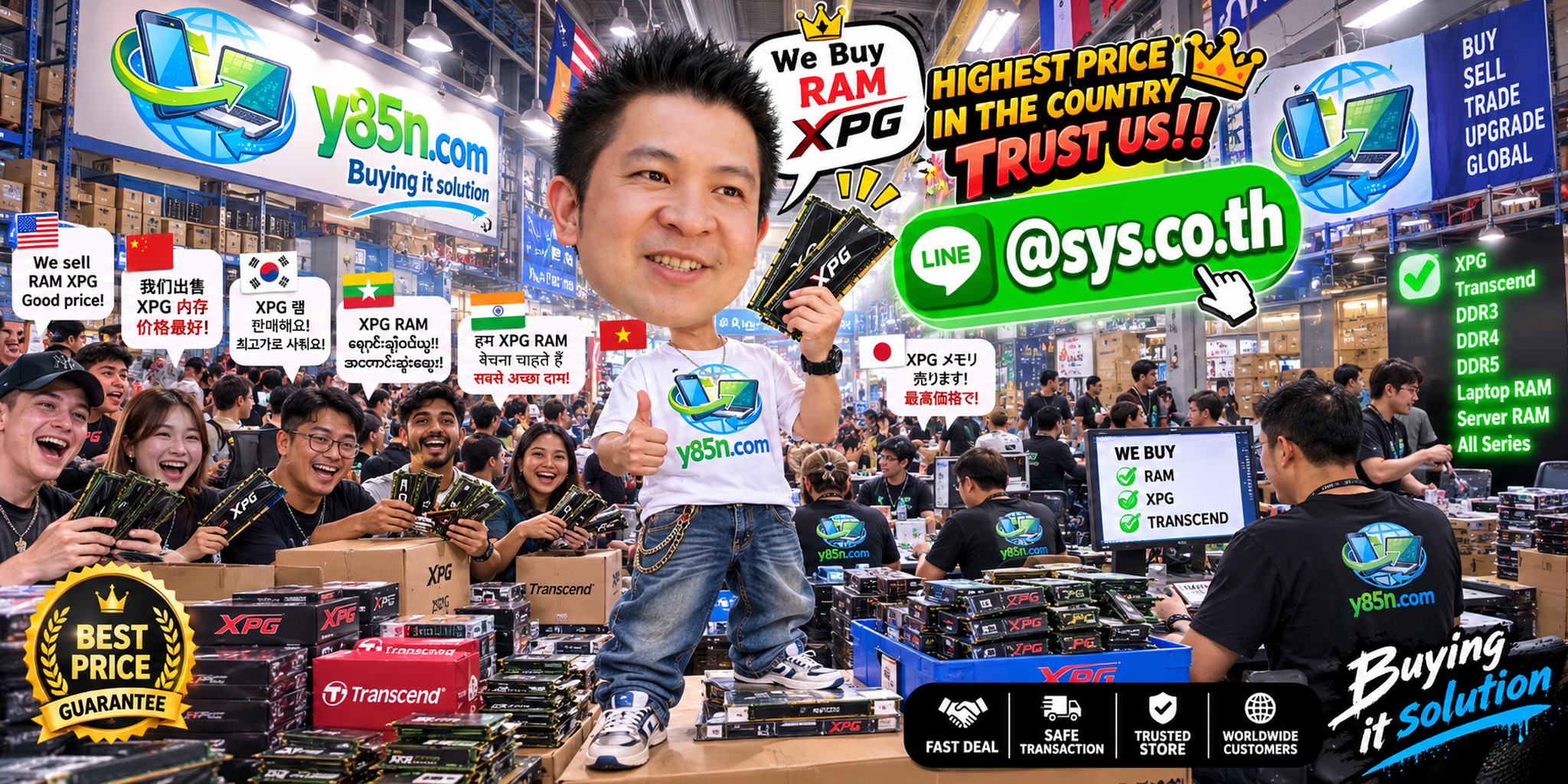 Y85N.com warehouse buying used XPG RAM with international seller support