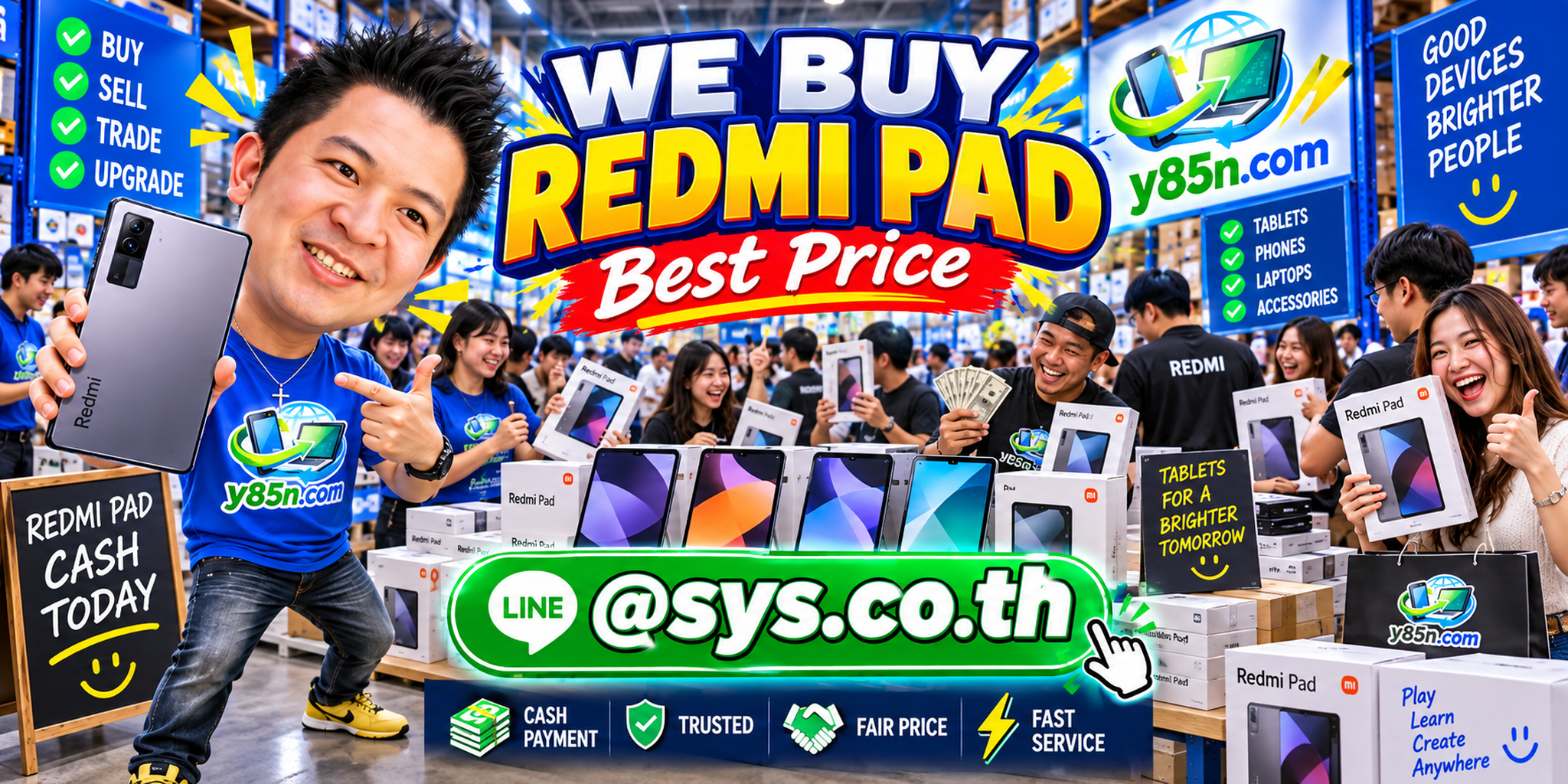 Y85N.com warehouse buying used Redmi Pad devices with international seller support