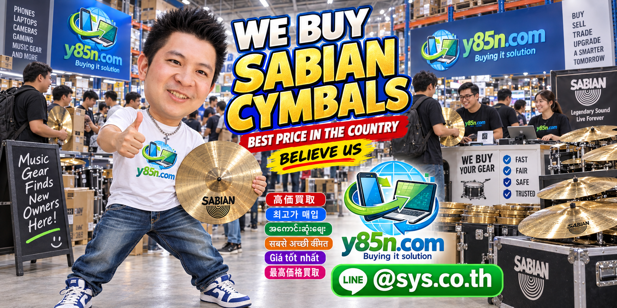 Y85N.com SABIAN cymbal buying warehouse and international seller support