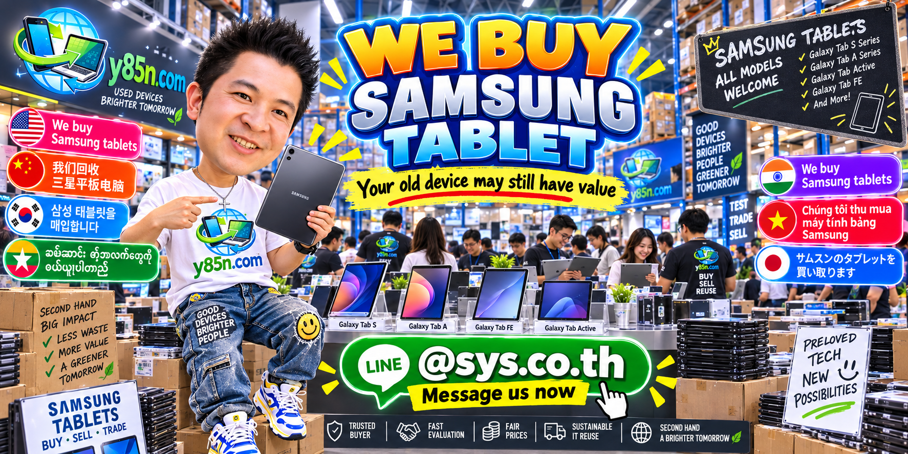 Busy Y85N.com warehouse buying Samsung Galaxy tablets in Thailand