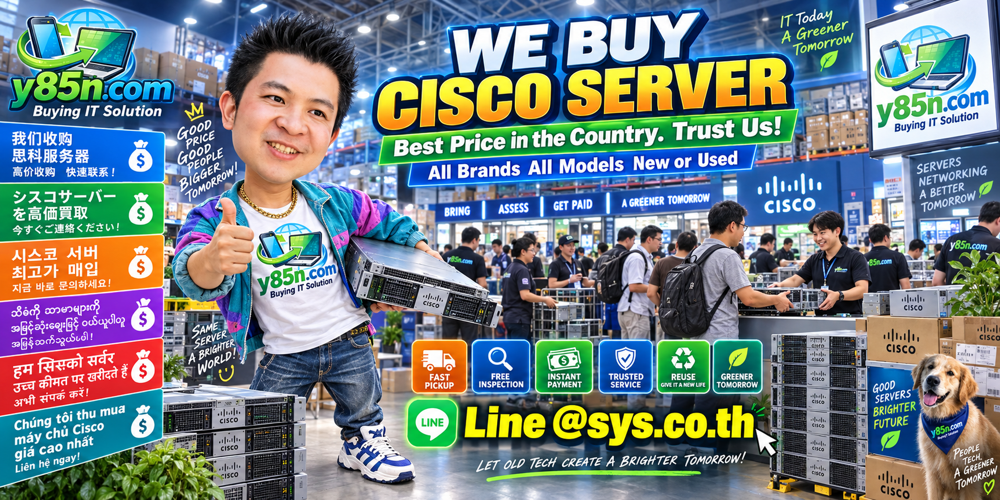 Y85N.com warehouse buying used Cisco UCS servers with international seller support in Thailand
