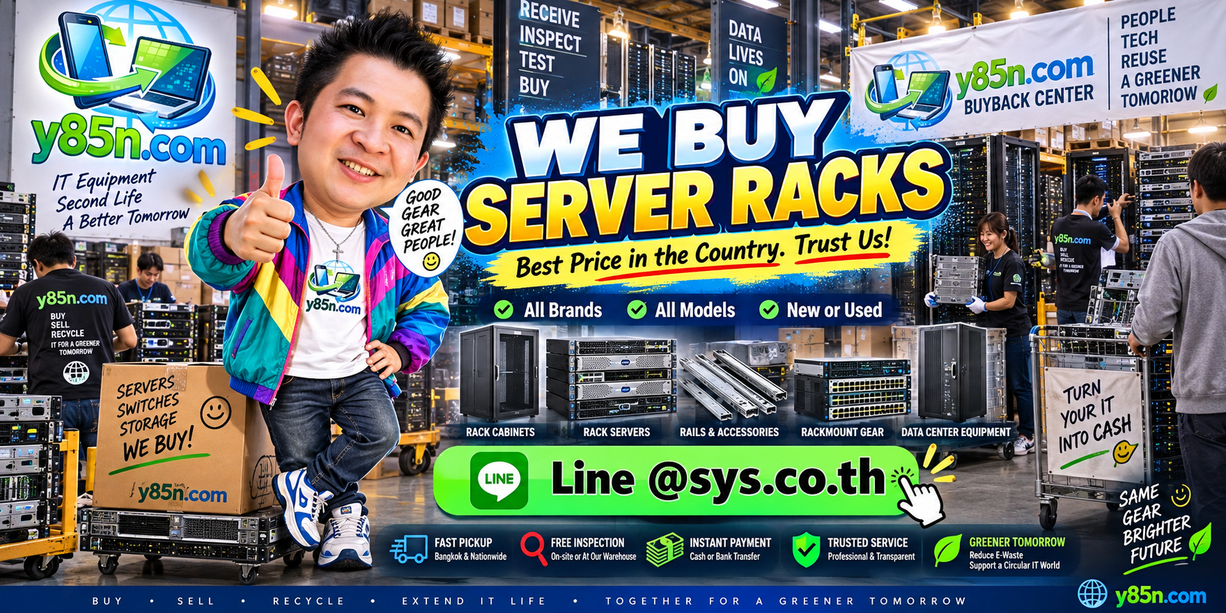 Y85N.com warehouse buying server racks and data center cabinets with international seller support