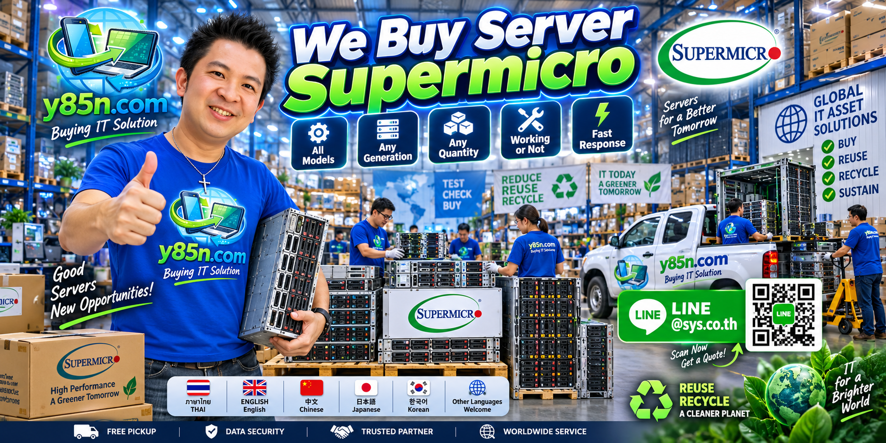 Y85N.com Supermicro server buying contact banner with LINE @sys.co.th