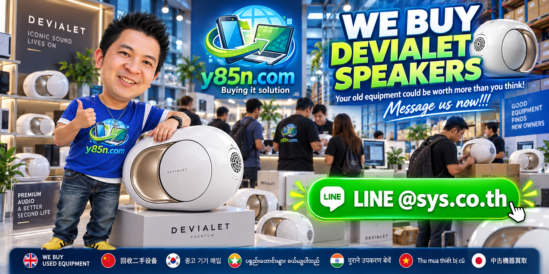 Y85N.com premium Devialet speaker buying scene in Thailand