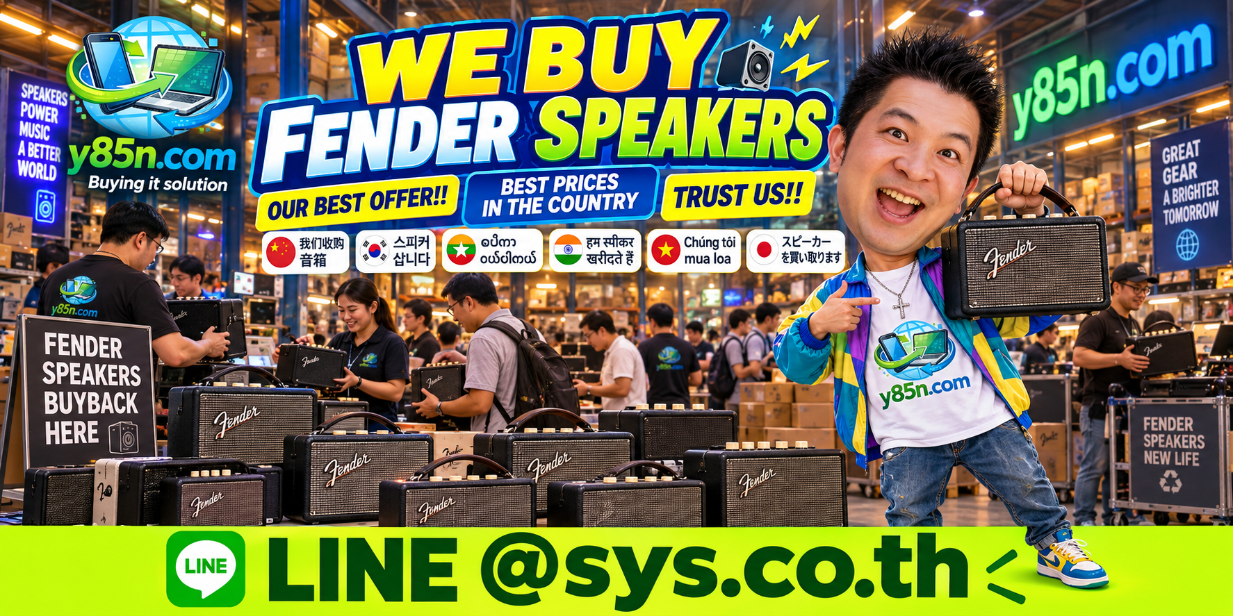 Y85N.com warehouse buying used Fender speakers with international seller support
