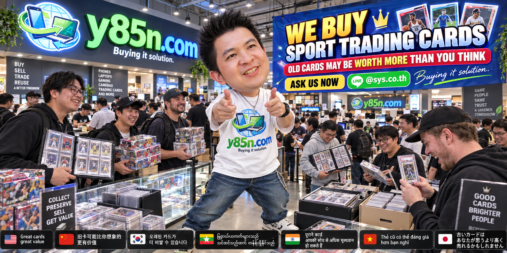 Busy Y85N.com sport trading card buying warehouse in Thailand