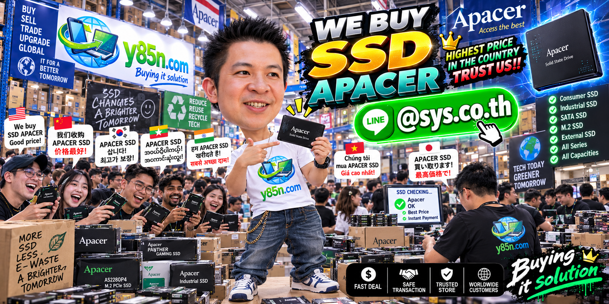 Y85N.com warehouse buying Apacer SSDs with international seller support across Thailand