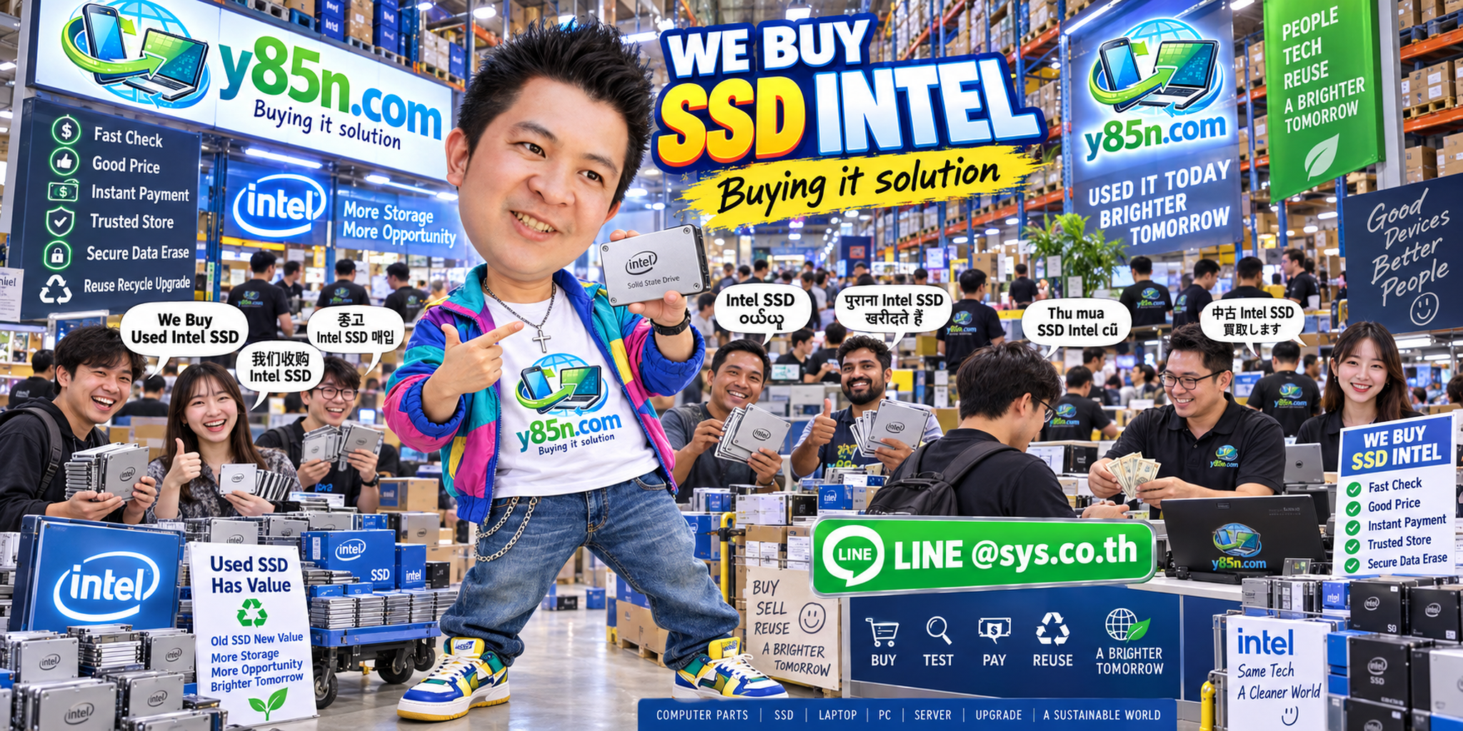 Busy Y85N.com warehouse for professional Intel SSD buying in Thailand