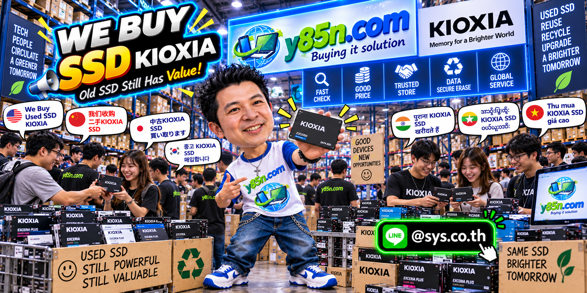 Busy Y85N.com warehouse for KIOXIA SSD buying in Thailand