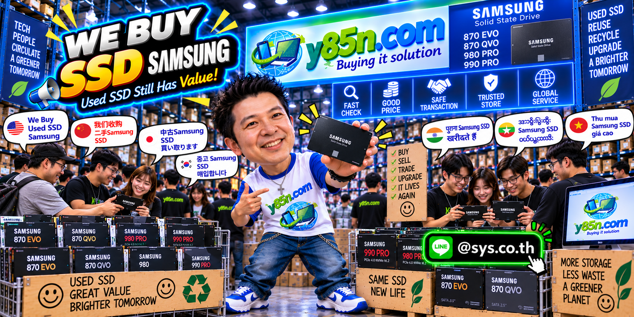 Y85N.com Samsung SSD buying warehouse in Thailand
