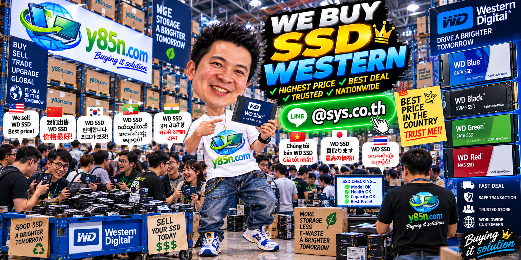 Y85N.com warehouse buying Western Digital SSDs with international seller support