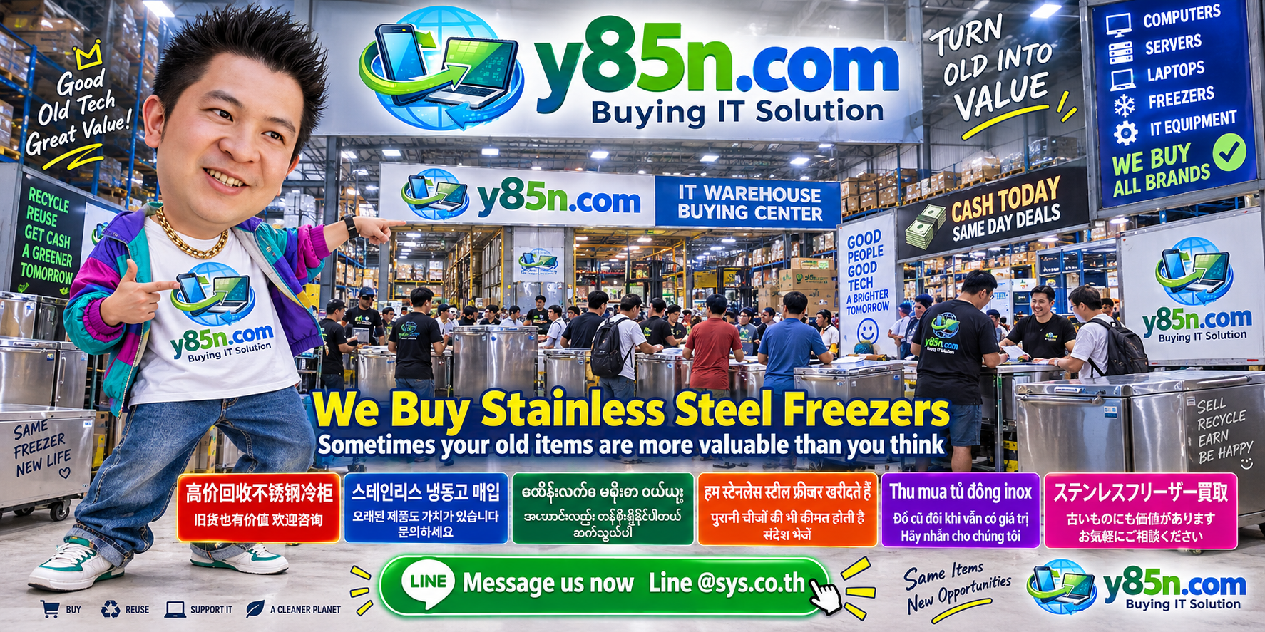 Busy Y85N.com stainless steel freezer buying warehouse in Thailand