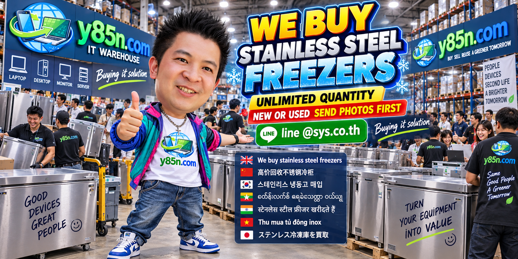 Y85N.com stainless steel freezer buying warehouse with customers and commercial freezer equipment