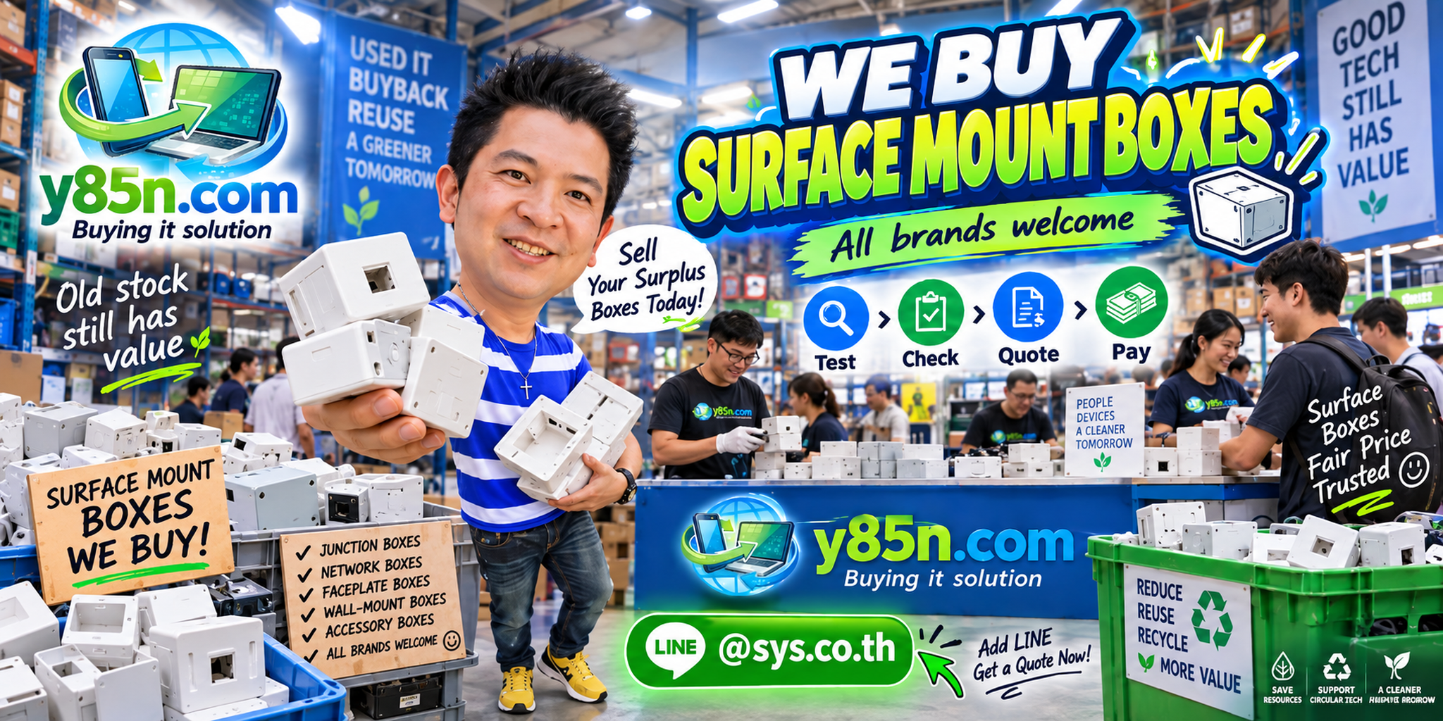 Y85N.com surface mount box buying warehouse in Thailand