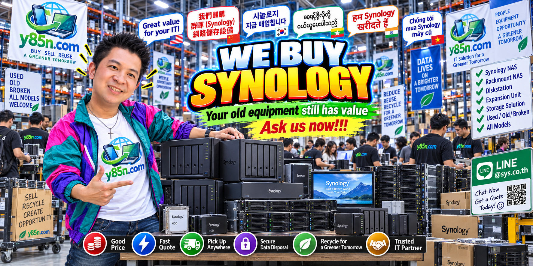 Y85N.com warehouse buying Synology with support for international sellers