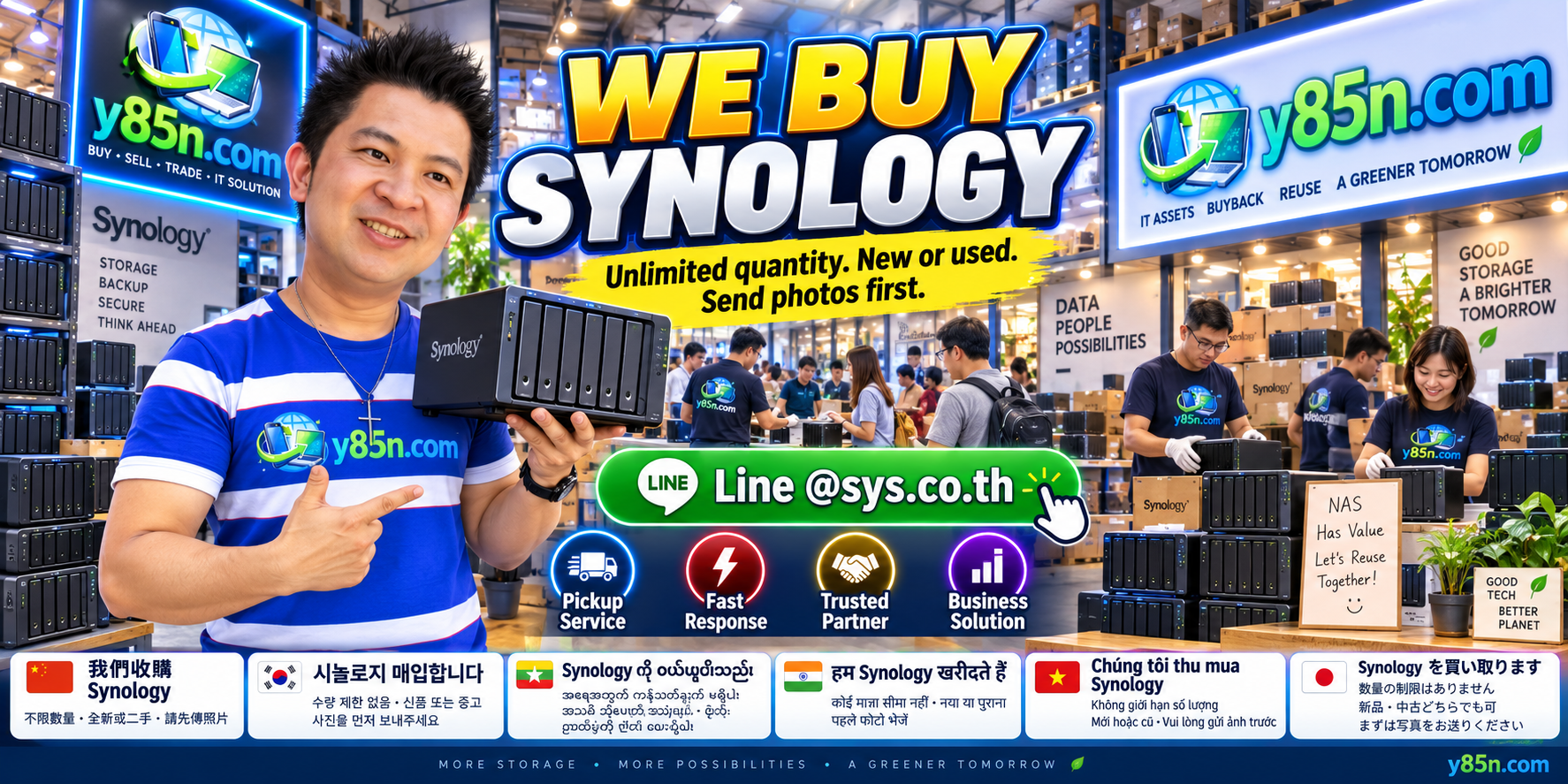 Y85N.com Synology buying service contact banner with LINE at sys.co.th