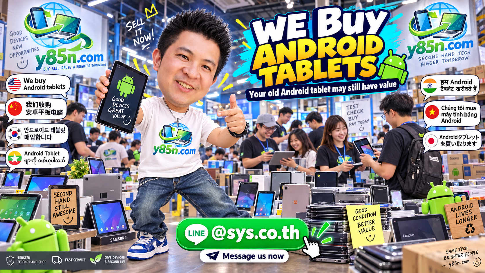 Busy Y85N.com warehouse buying Android tablets in Thailand