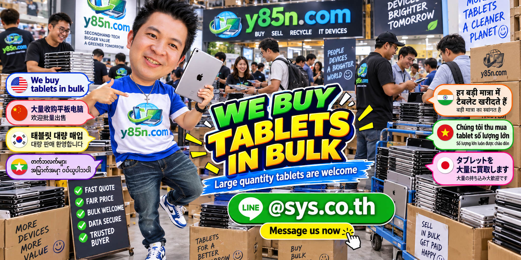 Busy Y85N.com warehouse buying tablets in bulk in Thailand