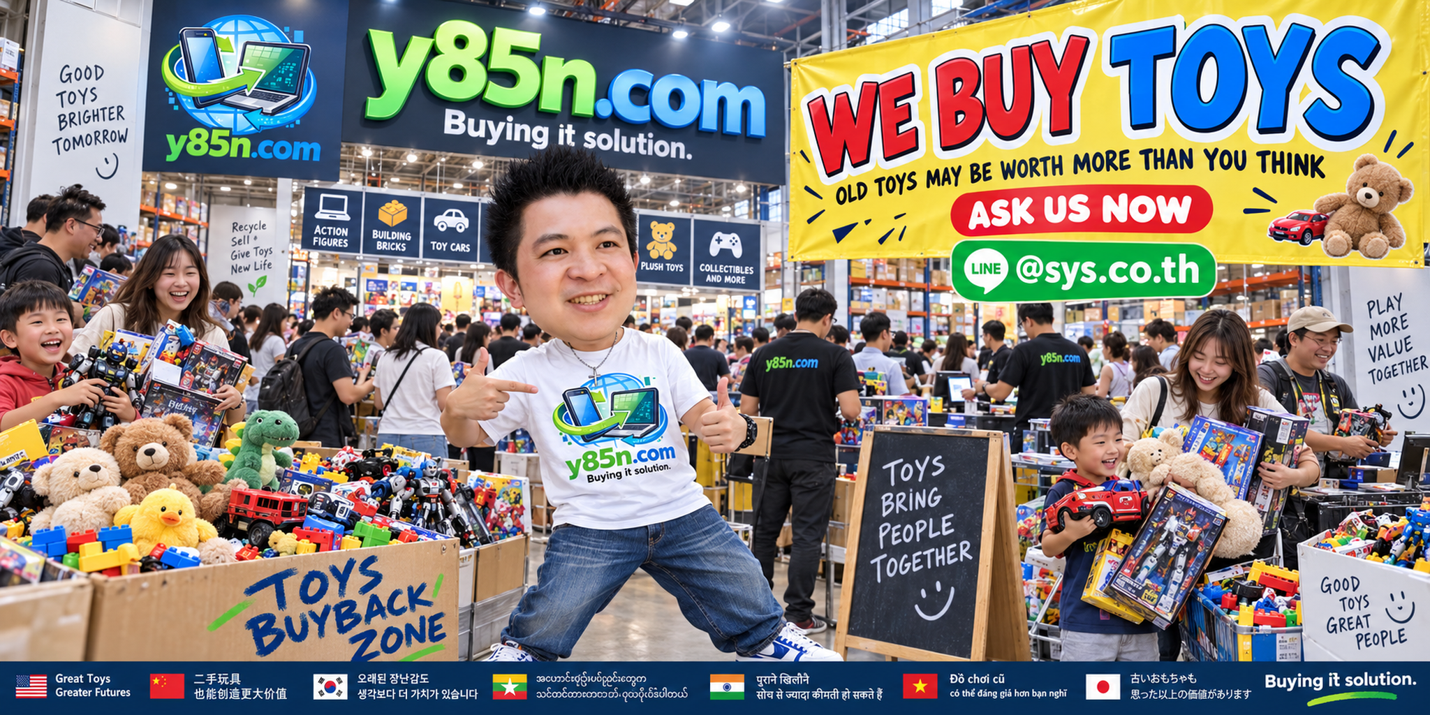 Busy Y85N.com collectible toy buying warehouse in Thailand
