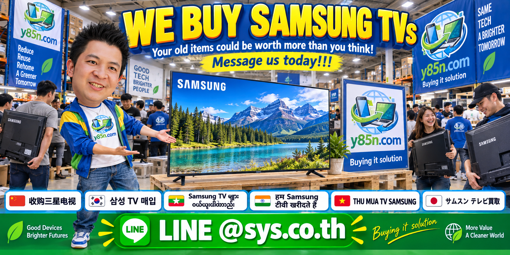 Busy Y85N.com warehouse offering Samsung TV buying in Thailand
