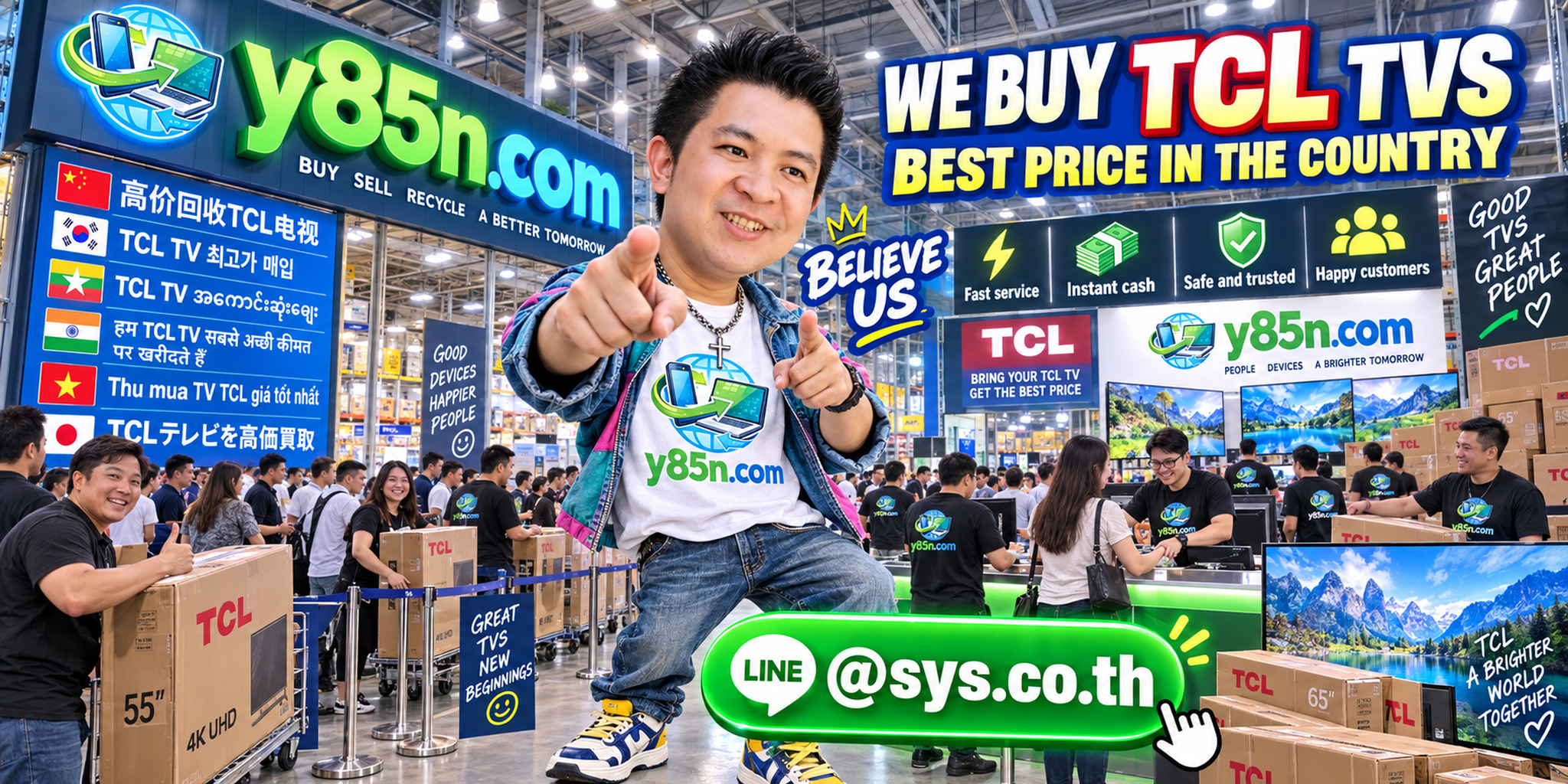 Y85N.com warehouse buying TCL TVs with international seller service