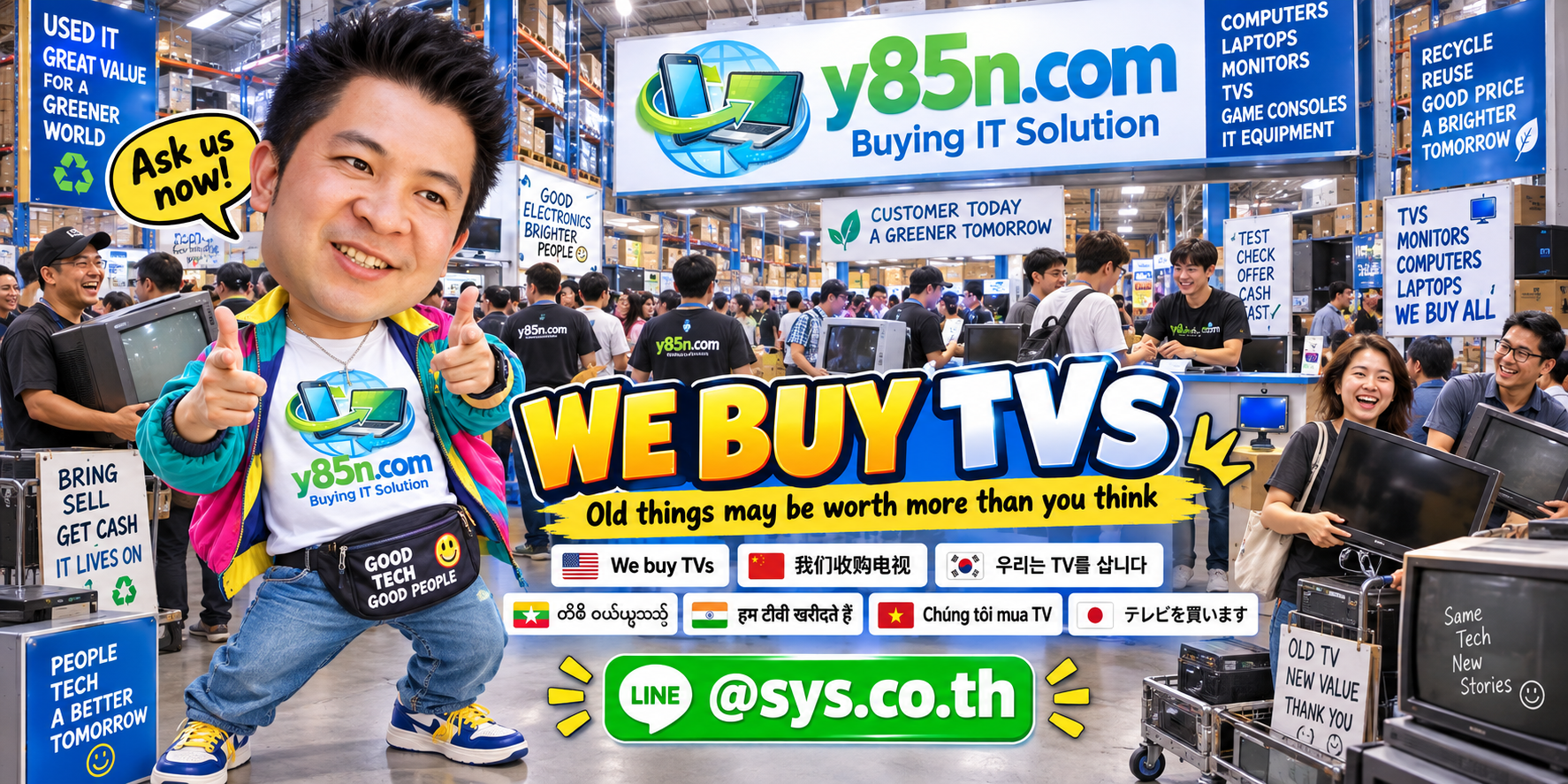 Busy Y85N.com TV buying warehouse in Thailand