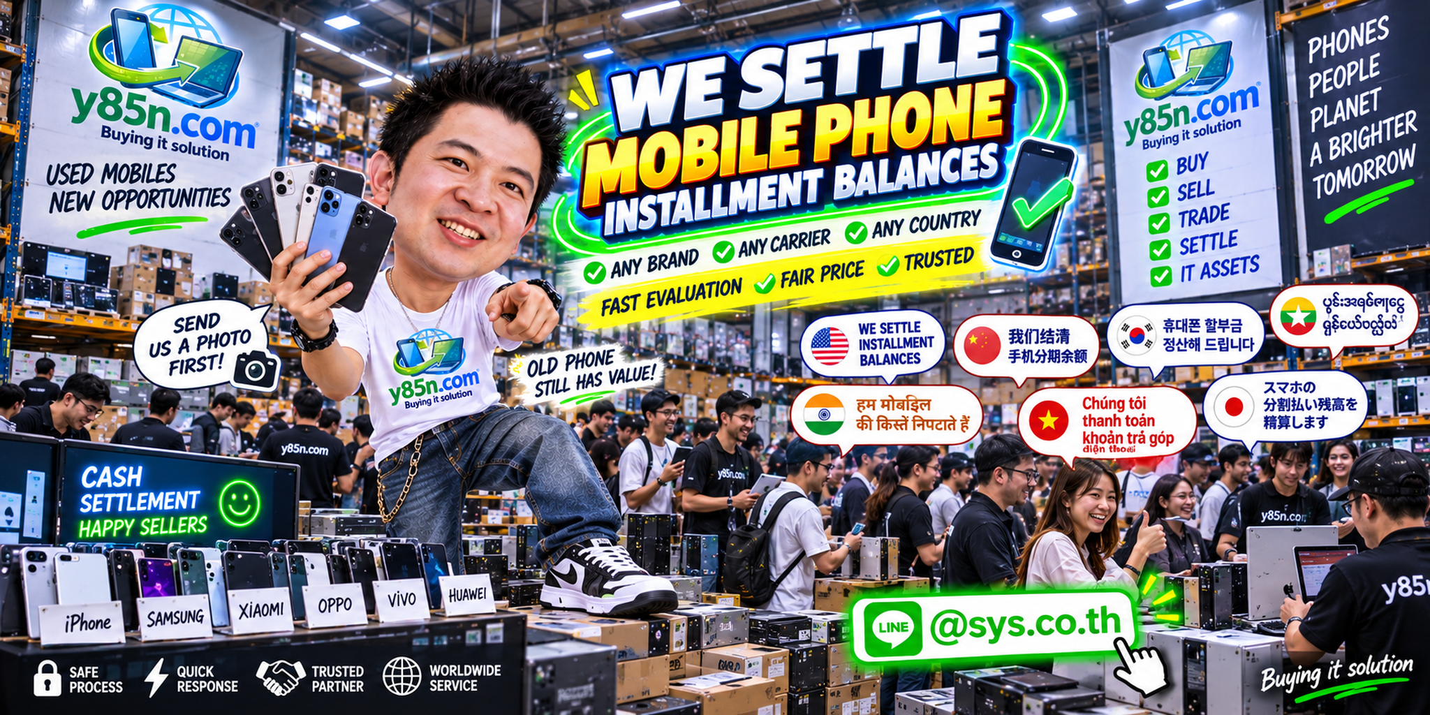 Y85N.com team evaluating financed mobile phones and remaining installment balances